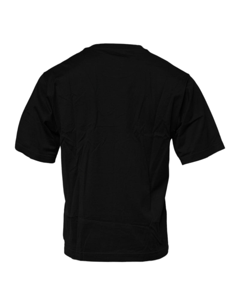 Black Logo Patch Cotton Crew Neck T-shirt Dolce & Gabbana