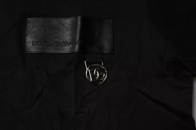 Black Logo Patch Cotton Crew Neck T-shirt Dolce & Gabbana