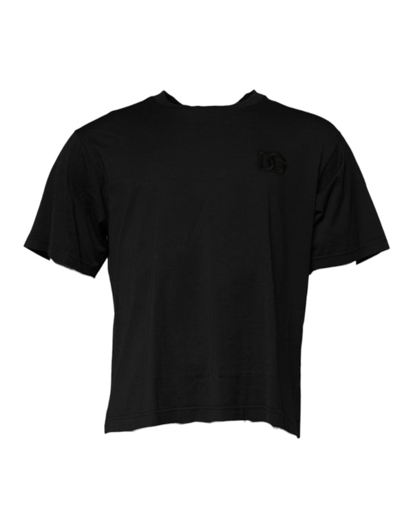 Black DG Logo Cotton Crew Neck T-shirt Dolce & Gabbana