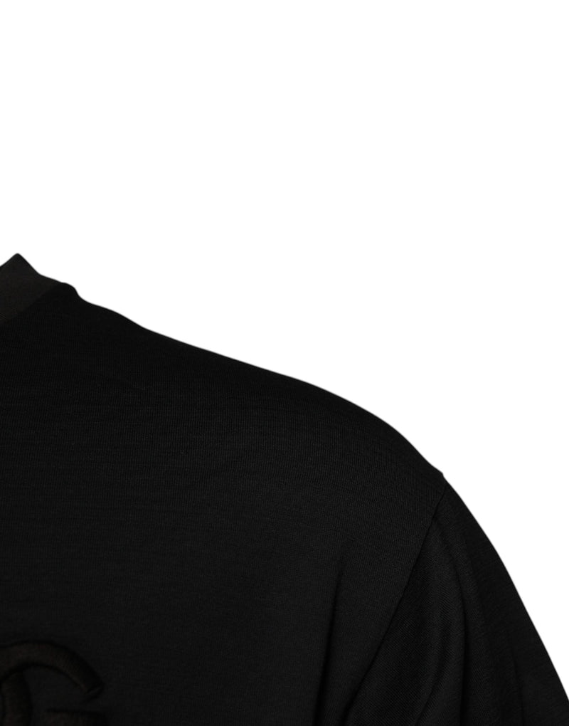 Black DG Logo Cotton Crew Neck T-shirt Dolce & Gabbana