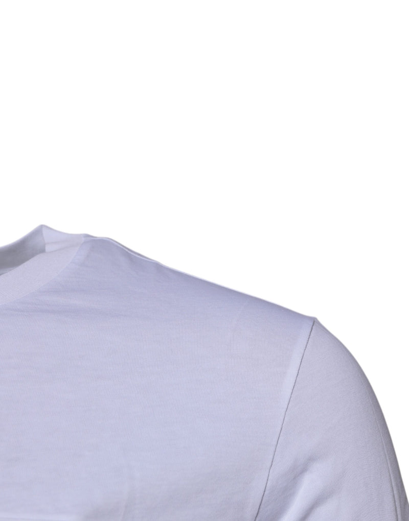 White Logo Plaque Cotton Crew Neck T-shirt Dolce & Gabbana