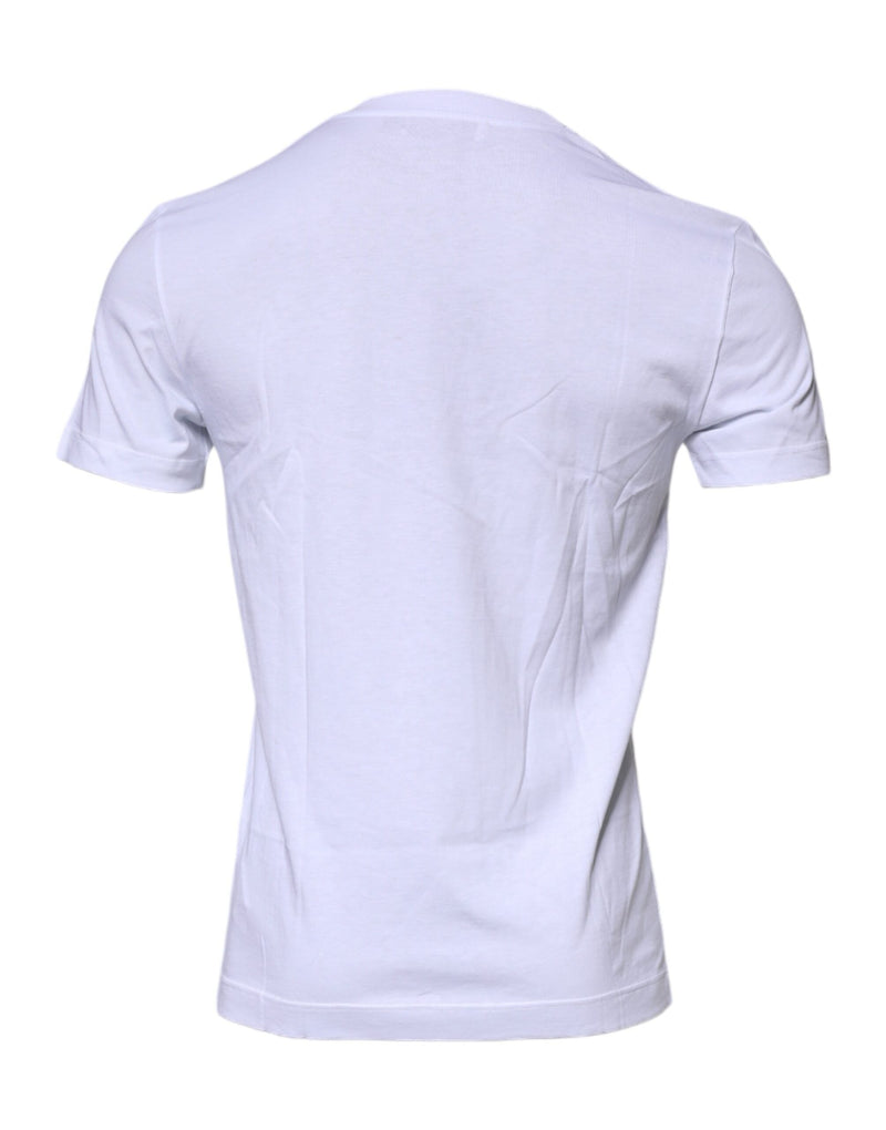 White Logo Plaque Cotton Crew Neck T-shirt Dolce & Gabbana