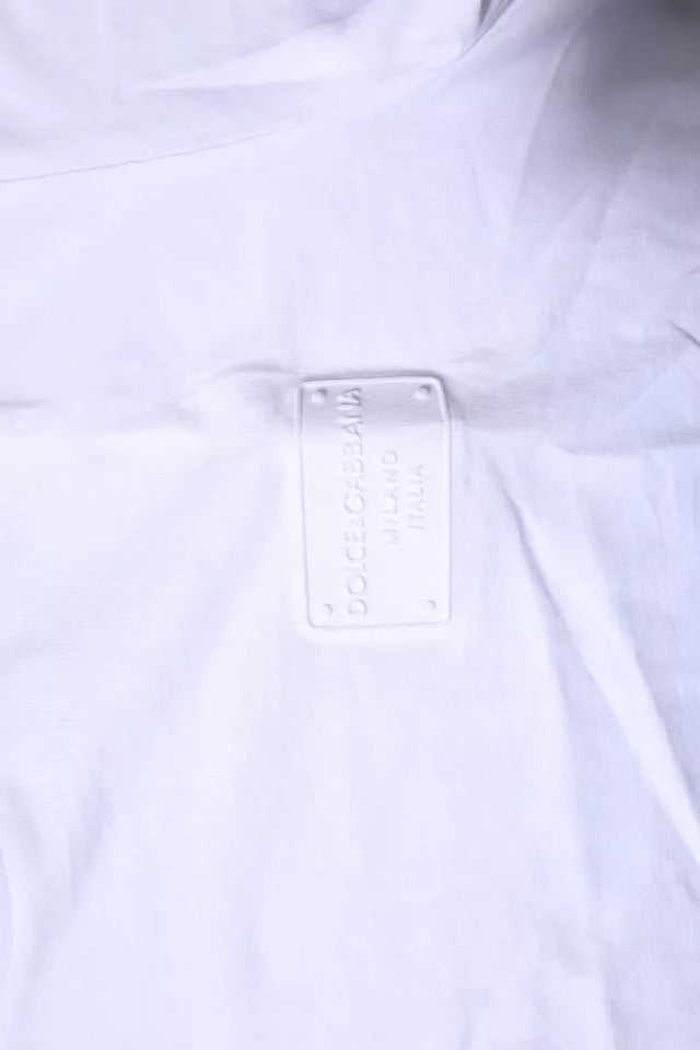 White Logo Plaque Cotton Crew Neck T-shirt Dolce & Gabbana
