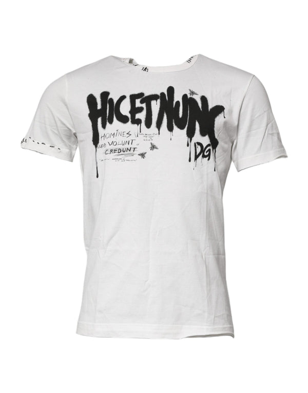 White Graphic Print Cotton Crew Neck T-shirt Dolce & Gabbana