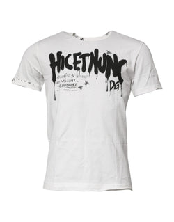 White Graphic Print Cotton Crew Neck T-shirt Dolce & Gabbana