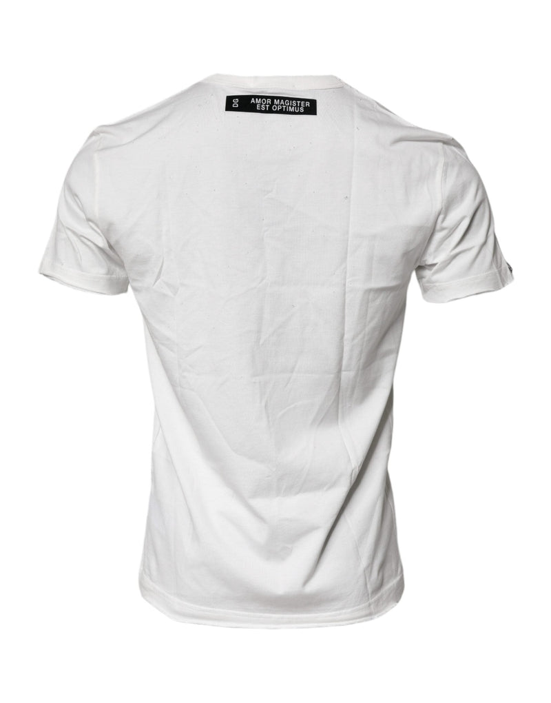 White Graphic Print Cotton Crew Neck T-shirt Dolce & Gabbana