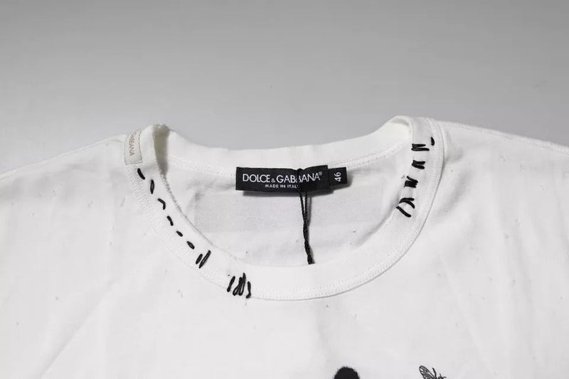 White Graphic Print Cotton Crew Neck T-shirt Dolce & Gabbana