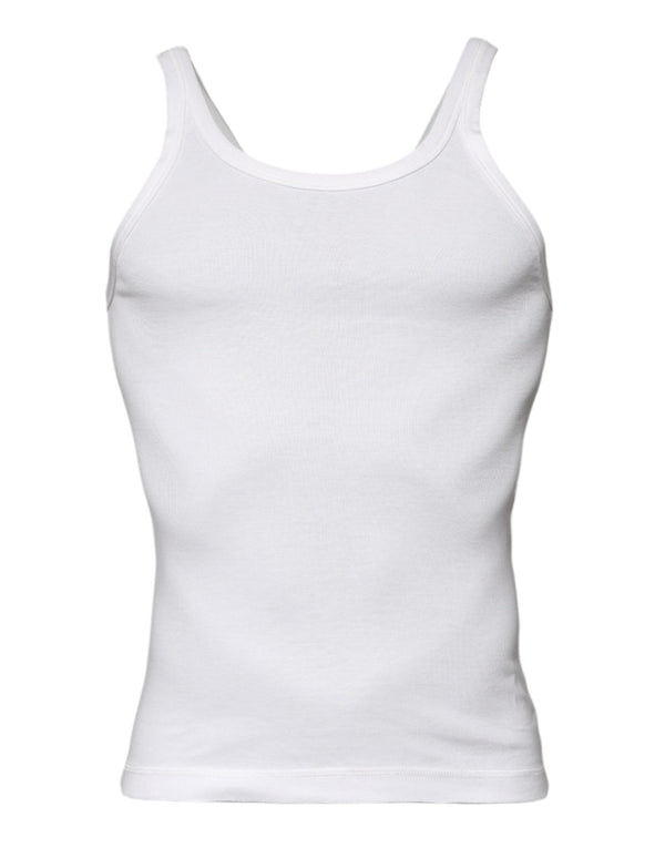 Ivory Cotton Sleeveless Round Neck Tank T-shirt Dolce & Gabbana