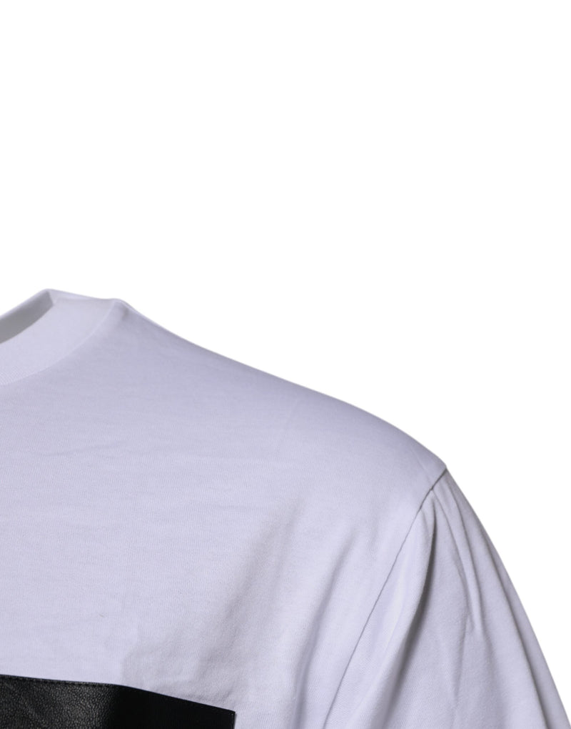 White Logo Patch Cotton Crew Neck T-shirt Dolce & Gabbana