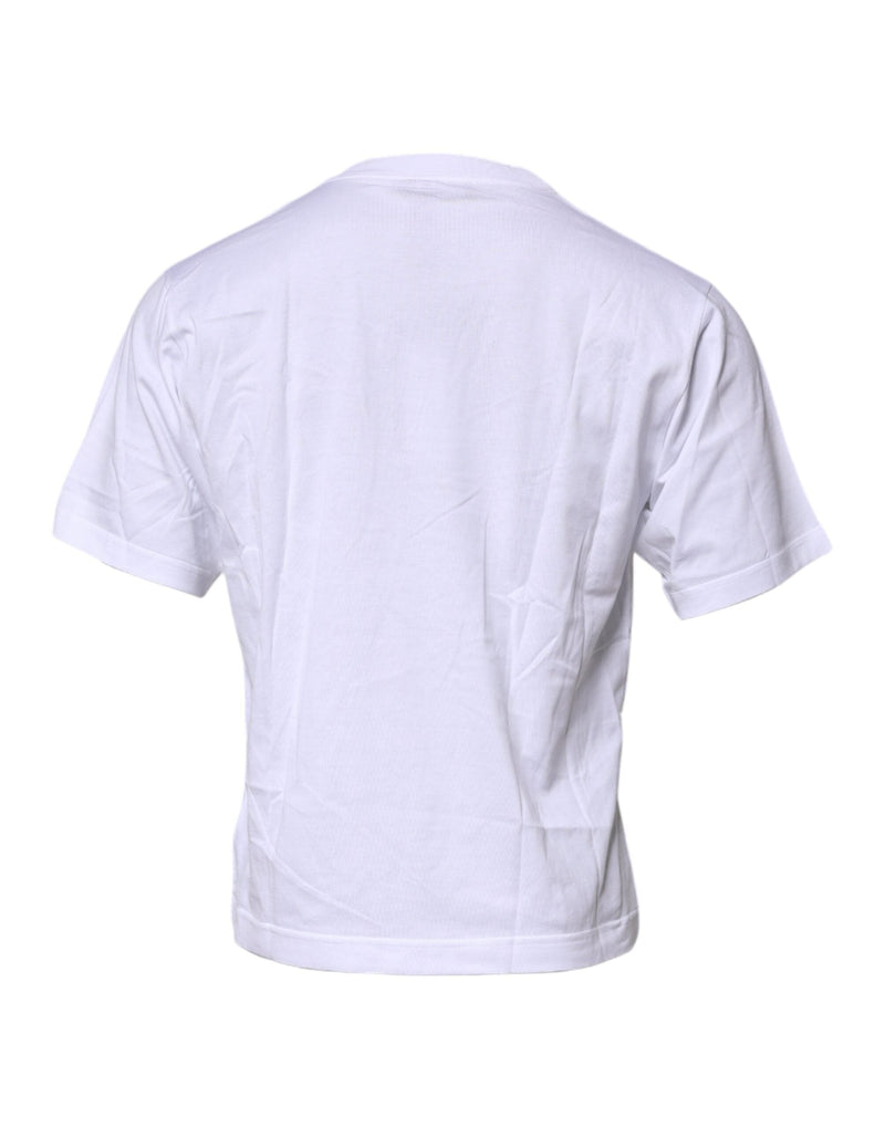 White Logo Patch Cotton Crew Neck T-shirt Dolce & Gabbana