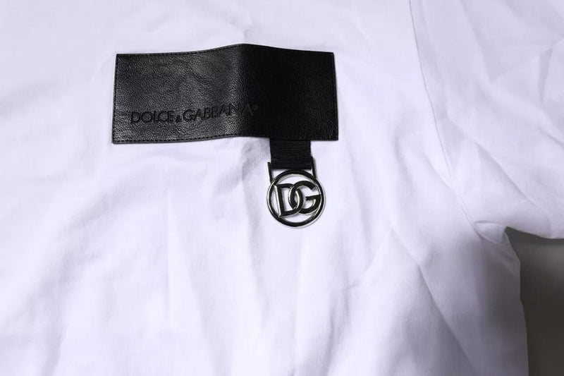 White Logo Patch Cotton Crew Neck T-shirt Dolce & Gabbana