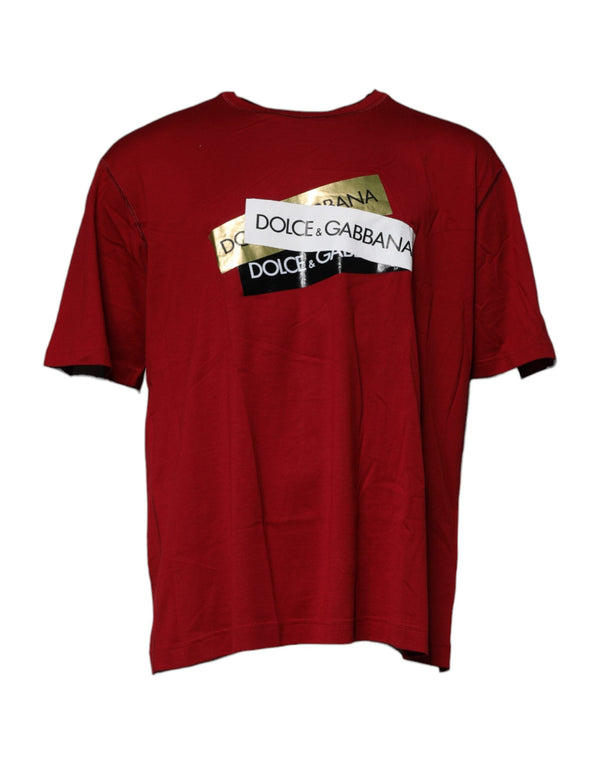 Red Logo Tape Cotton Crew Neck T-shirt Dolce & Gabbana