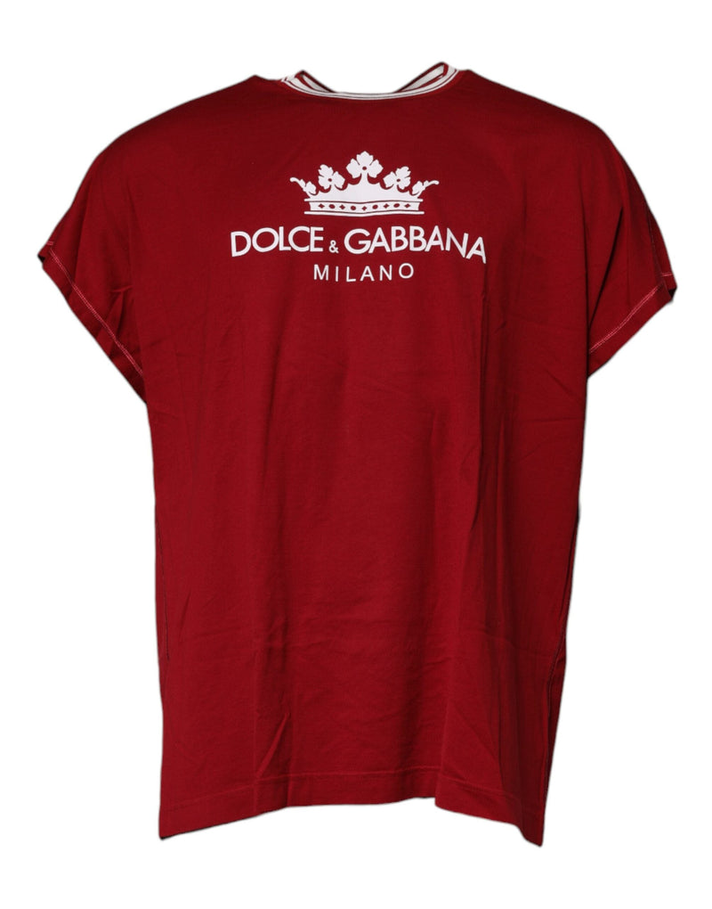 Red Logo Crown Cotton Crew Neck T-shirt Dolce & Gabbana