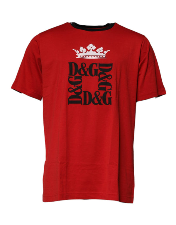 Red Logo Crown Cotton Crew Neck T-shirt Dolce & Gabbana
