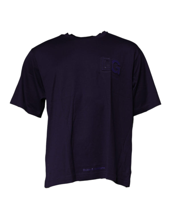 Navy Blue DG Logo Cotton Crew Neck T-shirt Dolce & Gabbana