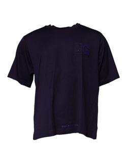 Navy Blue DG Logo Cotton Crew Neck T-shirt Dolce & Gabbana