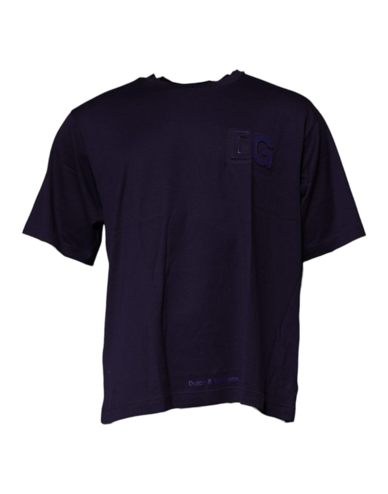 Navy Blue DG Logo Cotton Crew Neck T-shirt Dolce & Gabbana