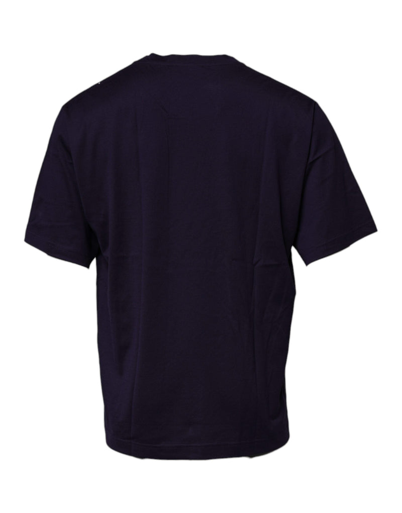 Navy Blue DG Logo Cotton Crew Neck T-shirt Dolce & Gabbana
