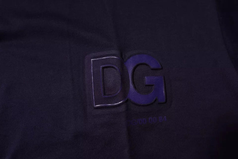 Navy Blue DG Logo Cotton Crew Neck T-shirt Dolce & Gabbana