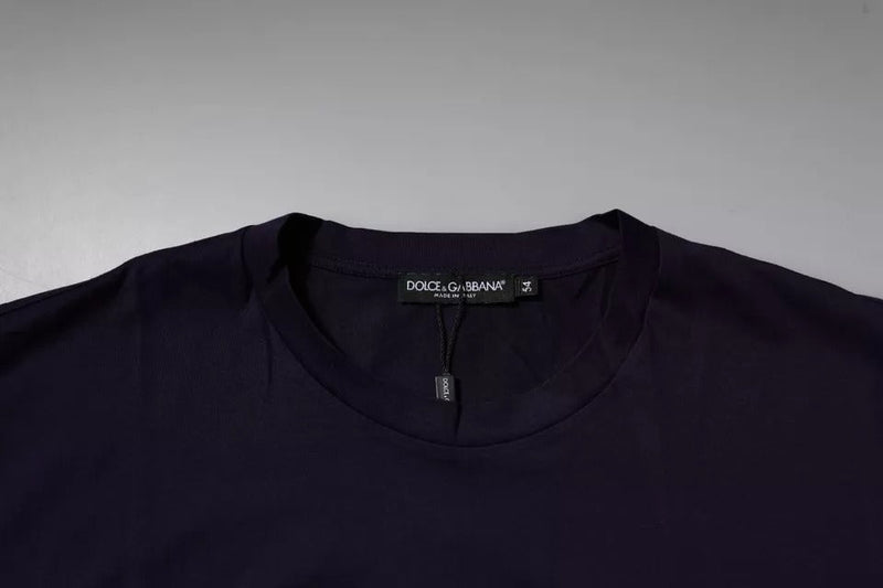 Navy Blue DG Logo Cotton Crew Neck T-shirt Dolce & Gabbana
