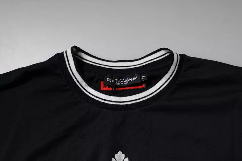 Dark Blue Logo Crown Cotton Crew Neck T-shirt Dolce & Gabbana