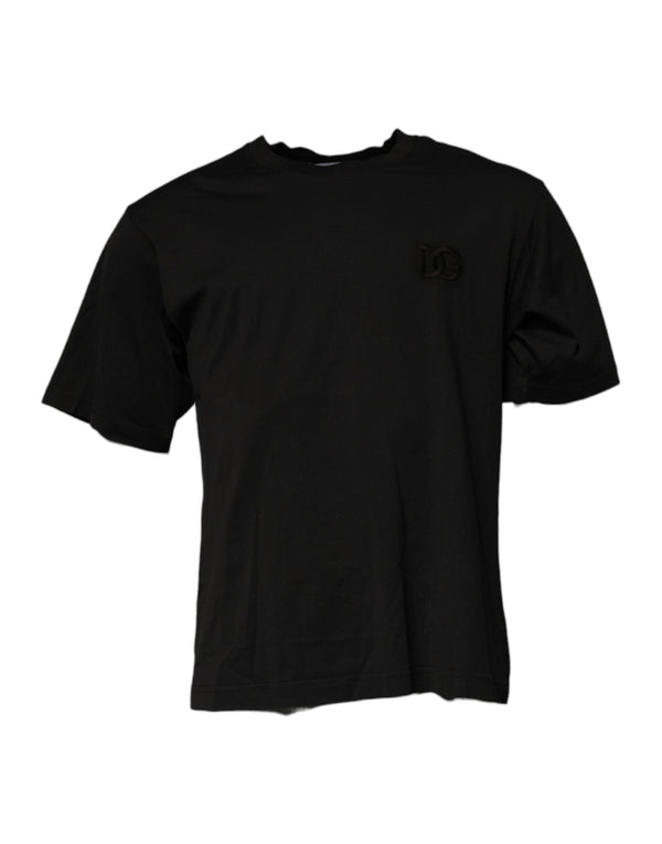 Black DG Logo Cotton Crew Neck T-shirt Dolce & Gabbana