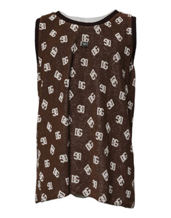 Brown Logo Monogram Cotton Crew Neck T-shirt Dolce & Gabbana