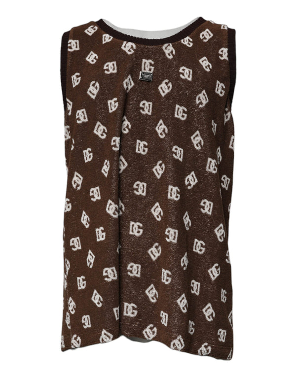 Brown Logo Monogram Cotton Crew Neck T-shirt Dolce & Gabbana