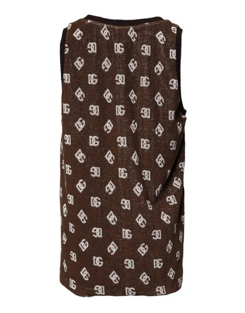 Brown Logo Monogram Cotton Crew Neck T-shirt Dolce & Gabbana