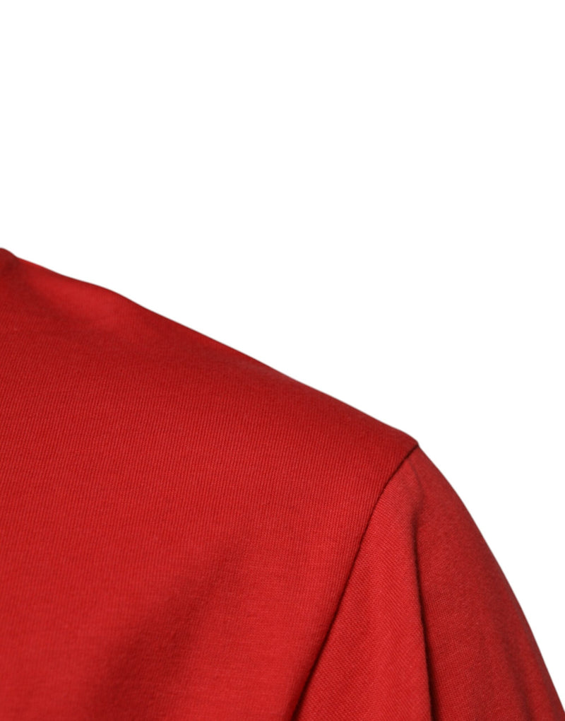 Red DG Logo Patch Cotton Crew Neck T-shirt Dolce & Gabbana