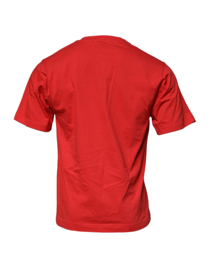 Red DG Logo Patch Cotton Crew Neck T-shirt Dolce & Gabbana