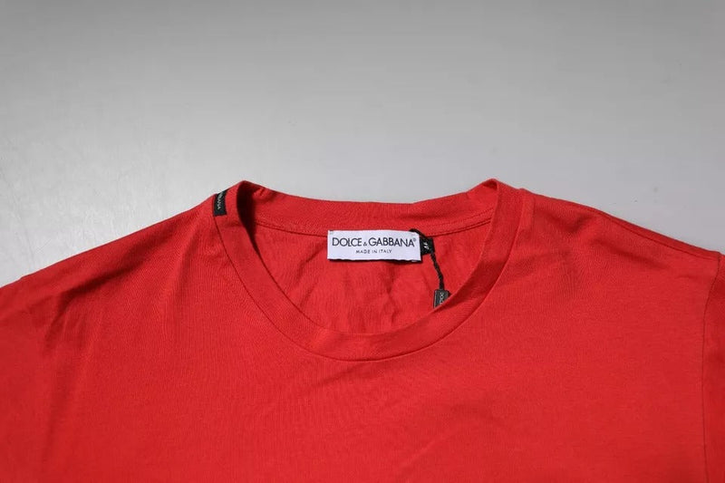 Red DG Logo Patch Cotton Crew Neck T-shirt Dolce & Gabbana