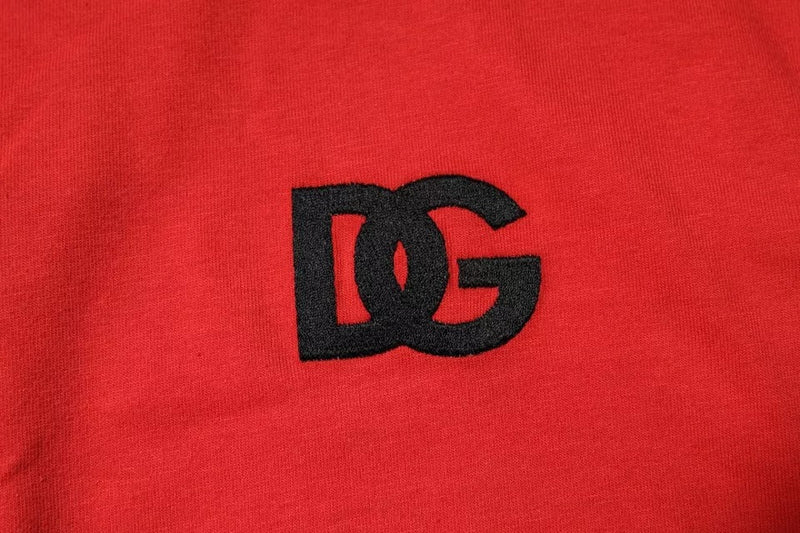 Red DG Logo Patch Cotton Crew Neck T-shirt Dolce & Gabbana