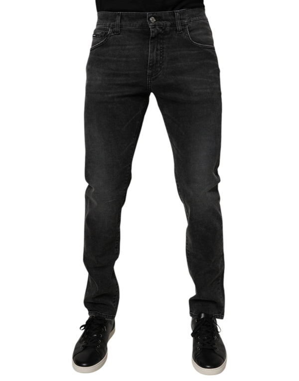 Black Cotton Stretch Skinny Men Denim Jeans Dolce & Gabbana