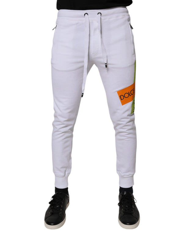 White Cotton Logo Jogger Pants Dolce & Gabbana