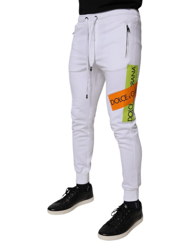 White Cotton Logo Jogger Pants Dolce & Gabbana