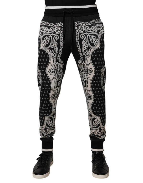 Black Bandana Cotton Jogger Pants Dolce & Gabbana