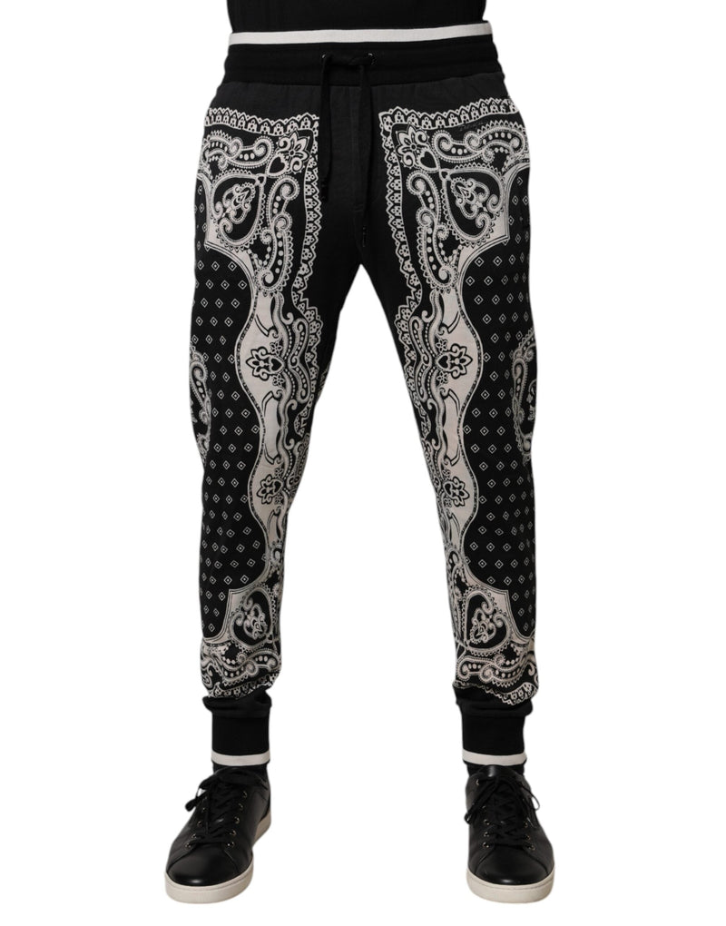 Black Bandana Cotton Jogger Pants Dolce & Gabbana