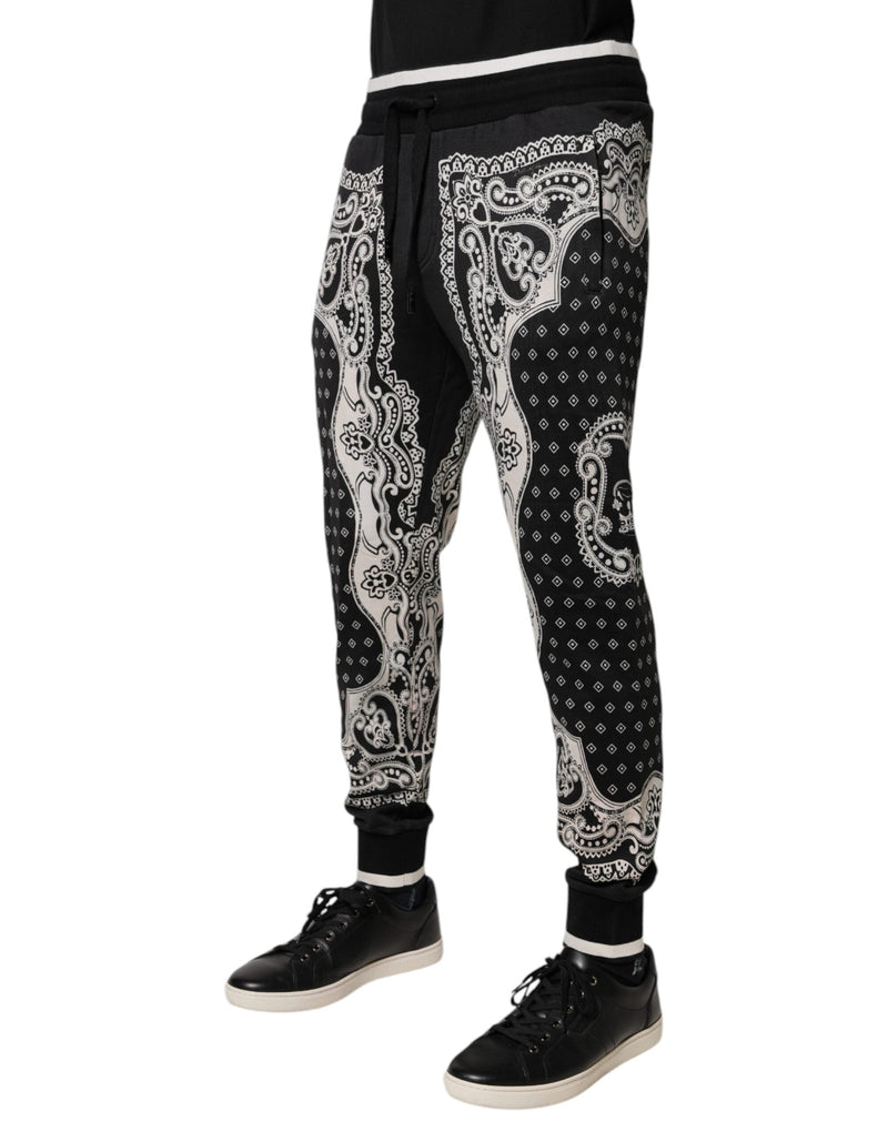 Black Bandana Cotton Jogger Pants Dolce & Gabbana