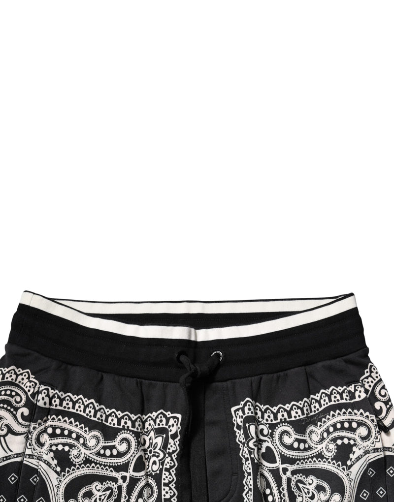 Black Bandana Cotton Jogger Pants Dolce & Gabbana