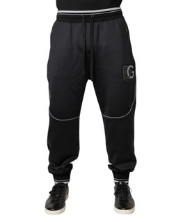 Black Polyester Logo Jogger Pants Dolce & Gabbana