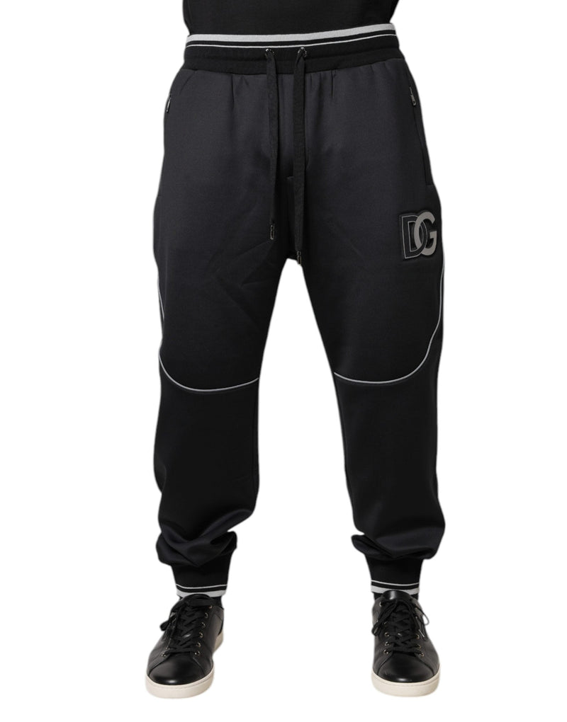 Black Polyester Logo Jogger Pants Dolce & Gabbana
