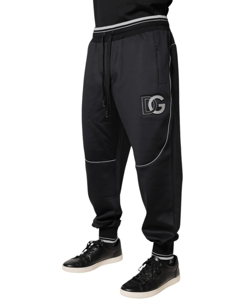 Black Polyester Logo Jogger Pants Dolce & Gabbana