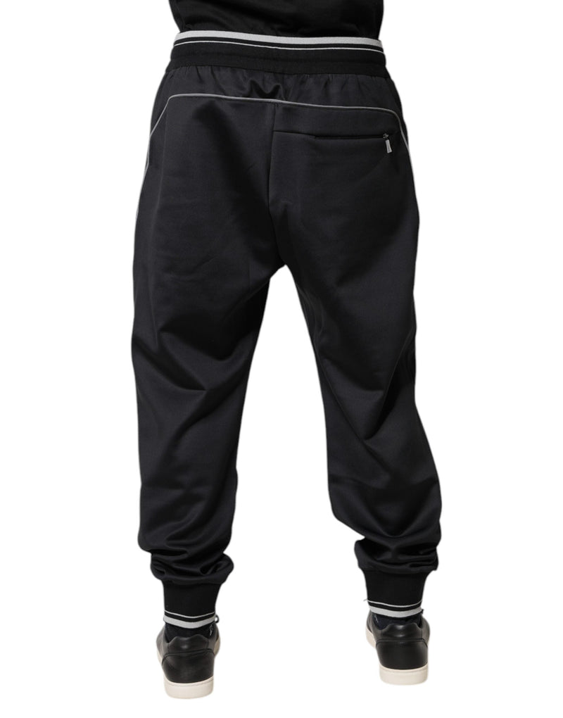 Black Polyester Logo Jogger Pants Dolce & Gabbana