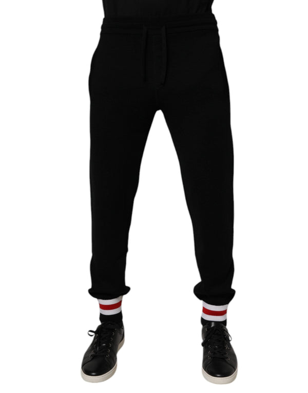 Black Wool Mid Waist Jogger Sweatpants Pants Dolce & Gabbana