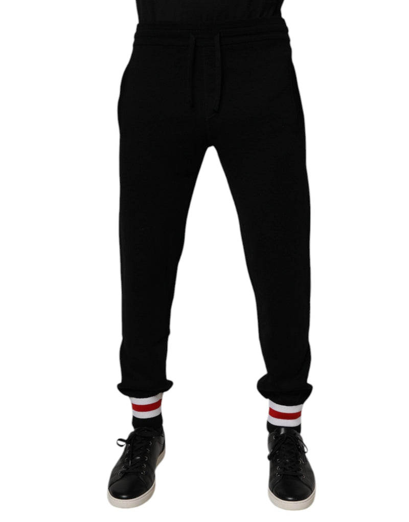 Black Wool Mid Waist Jogger Sweatpants Pants Dolce & Gabbana