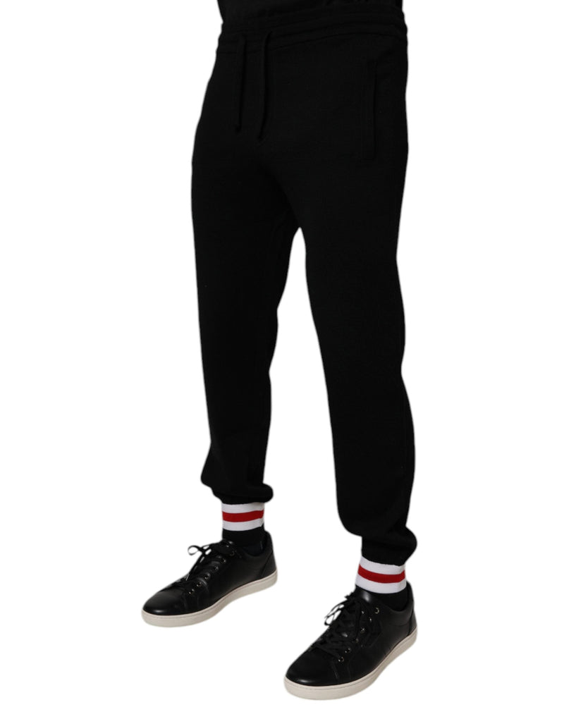 Black Wool Mid Waist Jogger Sweatpants Pants Dolce & Gabbana