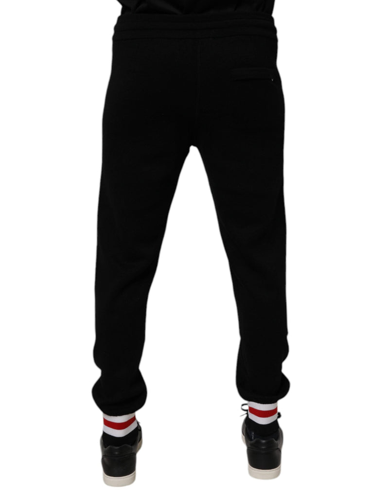 Black Wool Mid Waist Jogger Sweatpants Pants Dolce & Gabbana