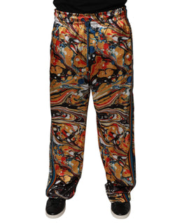Multicolor Marble Satin Men Tracksuit Pants Dolce & Gabbana