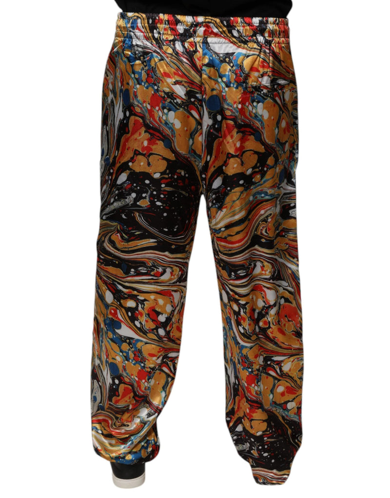 Multicolor Marble Satin Men Tracksuit Pants Dolce & Gabbana